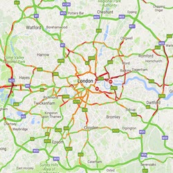 M25 Map Of Live Traffic Flow Small 